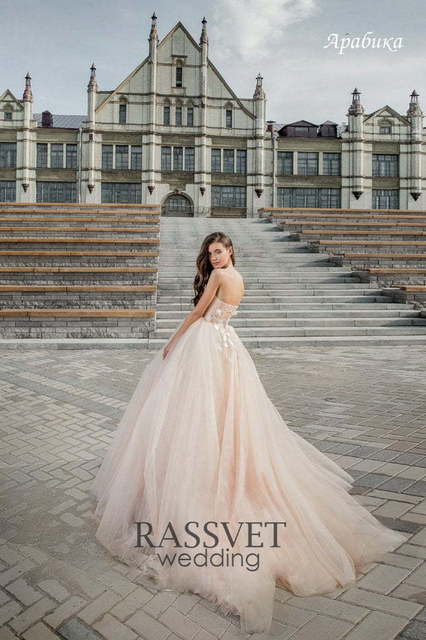 Свадебное платье Арабика. Силуэт А-силуэт. Цвет Айвори / Капучино. Вид 2