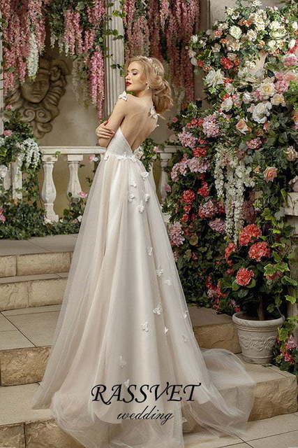 Свадебное платье Папиллионс. Силуэт А-силуэт. Цвет оттенки Розового. Вид 2