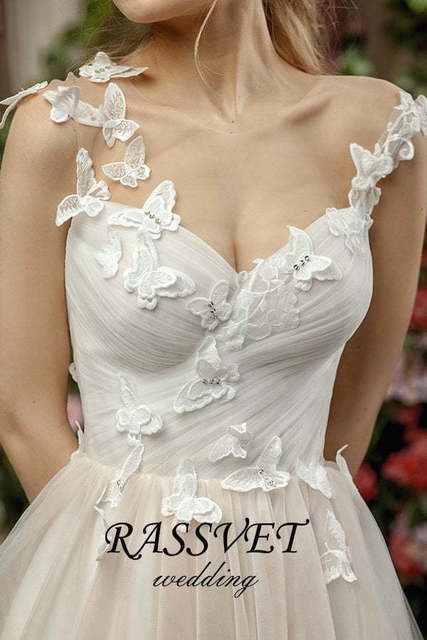 Свадебное платье Папиллионс. Силуэт А-силуэт. Цвет оттенки Розового. Вид 3