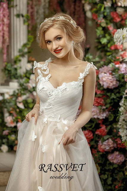 Свадебное платье Папиллионс. Силуэт А-силуэт. Цвет оттенки Розового. Вид 6