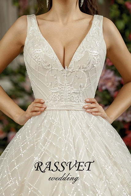 Свадебное платье Антуанетта. Силуэт А-силуэт. Цвет Айвори / Капучино. Вид 5