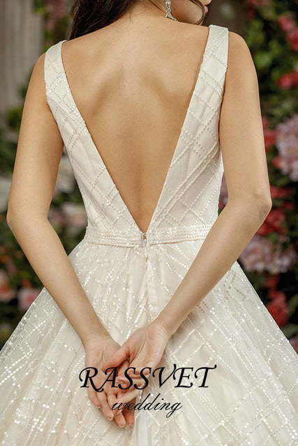 Свадебное платье Антуанетта. Силуэт А-силуэт. Цвет Айвори / Капучино. Вид 6