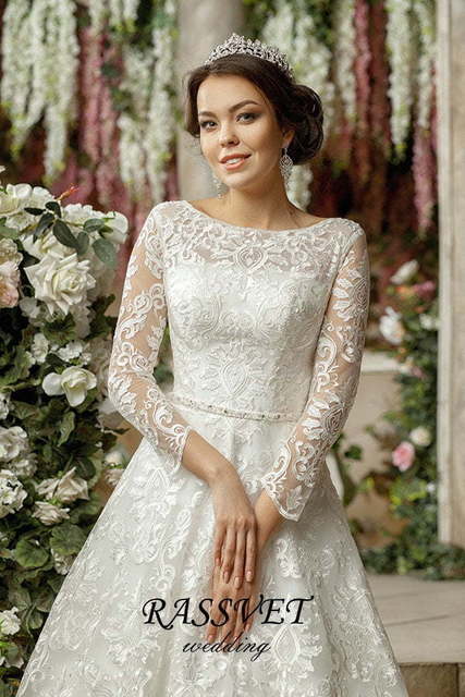 Свадебное платье Жюли. Силуэт А-силуэт. Цвет Белый / Молочный. Вид 3