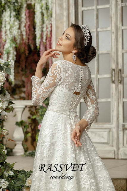 Свадебное платье Жюли. Силуэт А-силуэт. Цвет Белый / Молочный. Вид 4