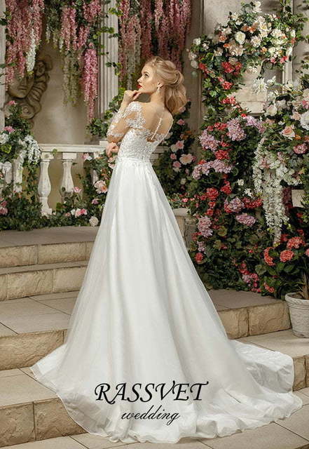 Свадебное платье Ноелла. Силуэт А-силуэт. Цвет Белый / Молочный. Вид 2