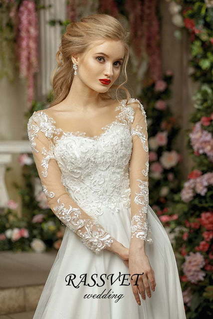 Свадебное платье Ноелла. Силуэт А-силуэт. Цвет Белый / Молочный. Вид 3