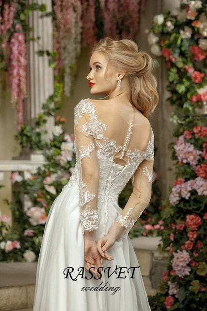 Свадебное платье Ноелла. Силуэт А-силуэт. Цвет Белый / Молочный. Вид 4