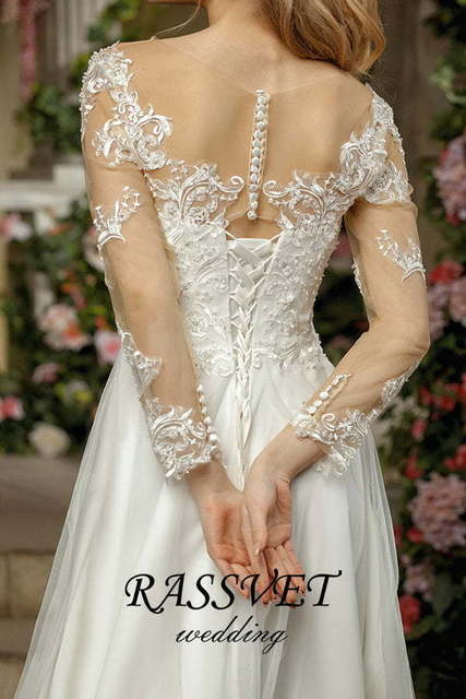 Свадебное платье Ноелла. Силуэт А-силуэт. Цвет Белый / Молочный. Вид 6