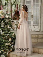 Свадебное платье Милина. Силуэт А-силуэт. Цвет Айвори / Капучино. Вид 2