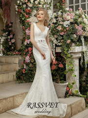 Свадебное платье Аделия. Силуэт Рыбка. Цвет Белый / Молочный. Вид 1