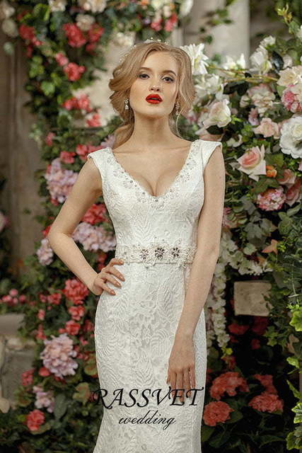 Свадебное платье Аделия. Силуэт Рыбка. Цвет Белый / Молочный. Вид 3