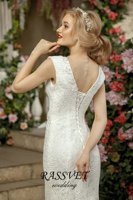 Свадебное платье Аделия. Силуэт Рыбка. Цвет Белый / Молочный. Вид 4