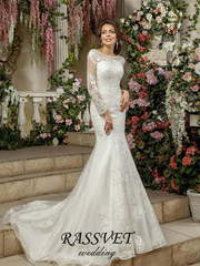 Свадебное платье Моник. Силуэт Рыбка. Цвет Белый / Молочный. Вид 1