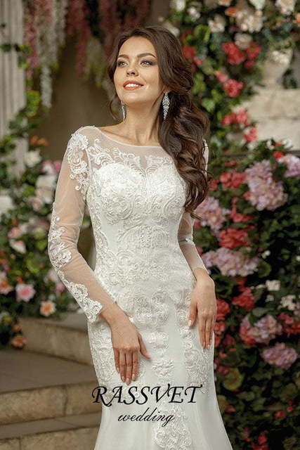 Свадебное платье Моник. Силуэт Рыбка. Цвет Белый / Молочный. Вид 3