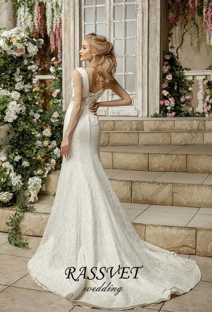 Свадебное платье Ивет. Силуэт Рыбка. Цвет Белый / Молочный. Вид 2