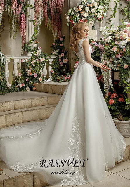 Свадебное платье Рени. Силуэт А-силуэт. Цвет Белый / Молочный. Вид 2