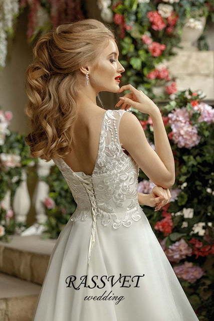 Свадебное платье Рени. Силуэт А-силуэт. Цвет Белый / Молочный. Вид 4