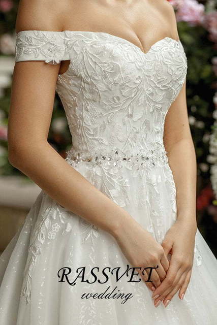 Свадебное платье Риккарда. Силуэт А-силуэт. Цвет Белый / Молочный. Вид 5