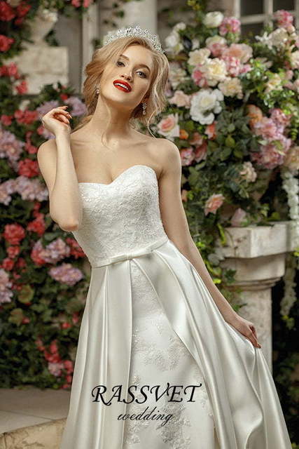 Свадебное платье Катерина. Силуэт Рыбка, А-силуэт. Цвет Белый / Молочный. Вид 3