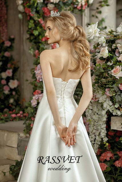 Свадебное платье Катерина. Силуэт Рыбка, А-силуэт. Цвет Белый / Молочный. Вид 4