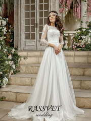 Свадебное платье Бэкки. Силуэт А-силуэт. Цвет Белый / Молочный. Вид 1