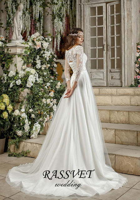 Свадебное платье Бэкки. Силуэт А-силуэт. Цвет Белый / Молочный. Вид 2