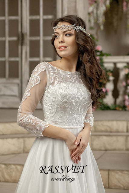 Свадебное платье Бэкки. Силуэт А-силуэт. Цвет Белый / Молочный. Вид 3