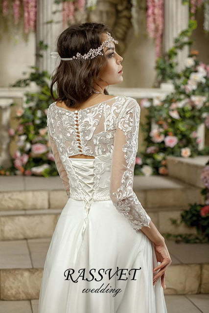 Свадебное платье Бэкки. Силуэт А-силуэт. Цвет Белый / Молочный. Вид 4