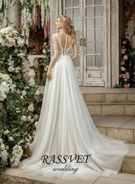 Свадебное платье Роса. Силуэт А-силуэт. Цвет Белый / Молочный. Вид 2