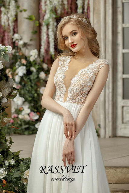 Свадебное платье Роса. Силуэт А-силуэт. Цвет Белый / Молочный. Вид 3