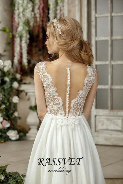 Свадебное платье Роса. Силуэт А-силуэт. Цвет Белый / Молочный. Вид 4