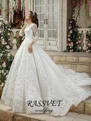 Свадебное платье Соландж. Силуэт Пышное, А-силуэт. Цвет Белый / Молочный. Вид 1