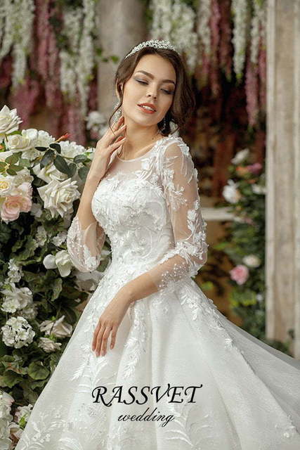 Свадебное платье Соландж. Силуэт Пышное, А-силуэт. Цвет Белый / Молочный. Вид 3