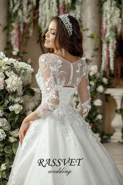 Свадебное платье Соландж. Силуэт Пышное, А-силуэт. Цвет Белый / Молочный. Вид 4