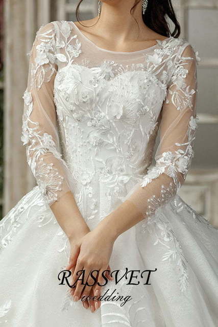 Свадебное платье Соландж. Силуэт Пышное, А-силуэт. Цвет Белый / Молочный. Вид 5