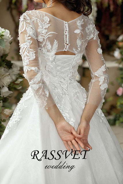 Свадебное платье Соландж. Силуэт Пышное, А-силуэт. Цвет Белый / Молочный. Вид 6