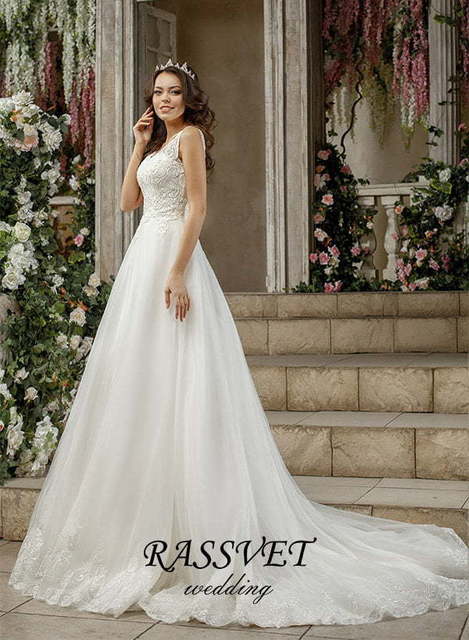 Свадебное платье Адриана. Силуэт А-силуэт. Цвет Белый / Молочный. Вид 3