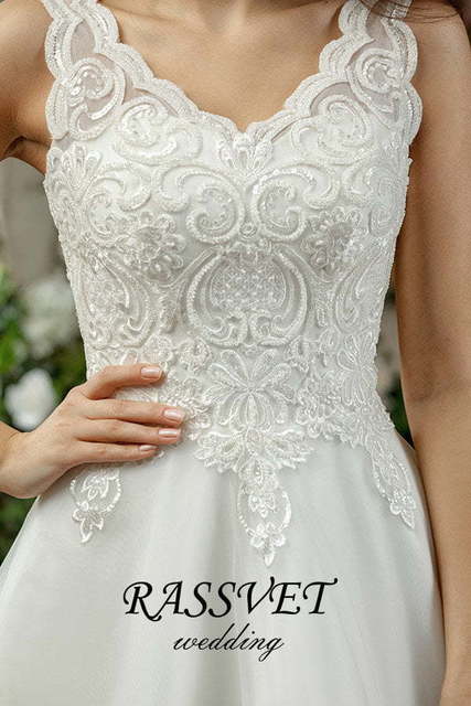 Свадебное платье Адриана. Силуэт А-силуэт. Цвет Белый / Молочный. Вид 6