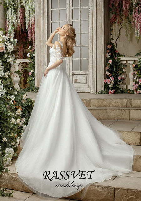 Свадебное платье Виолет. Силуэт А-силуэт. Цвет Белый / Молочный. Вид 2