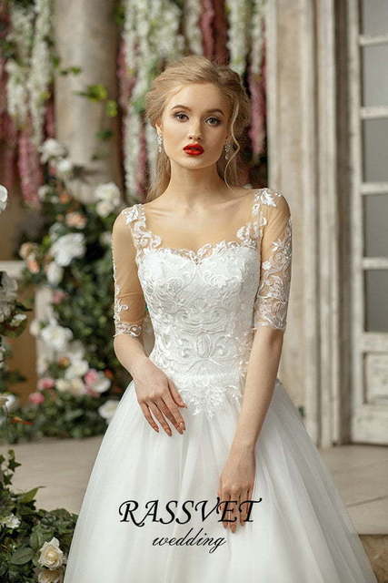 Свадебное платье Виолет. Силуэт А-силуэт. Цвет Белый / Молочный. Вид 3