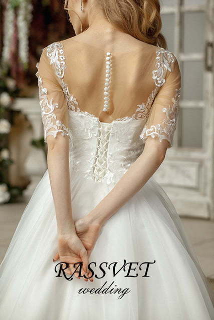 Свадебное платье Виолет. Силуэт А-силуэт. Цвет Белый / Молочный. Вид 4