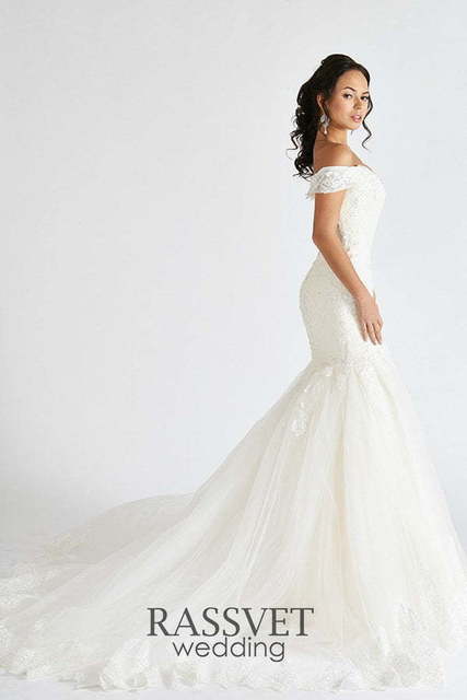 Свадебное платье Селеста. Силуэт Рыбка. Цвет Белый / Молочный. Вид 2