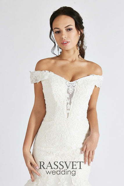 Свадебное платье Селеста. Силуэт Рыбка. Цвет Белый / Молочный. Вид 3