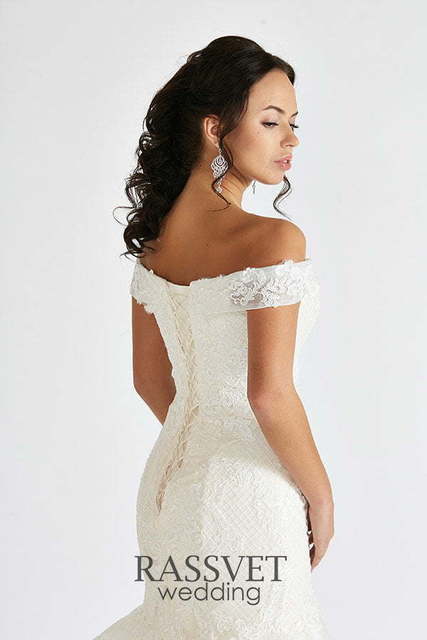 Свадебное платье Селеста. Силуэт Рыбка. Цвет Белый / Молочный. Вид 4