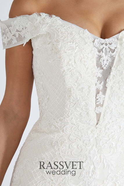 Свадебное платье Селеста. Силуэт Рыбка. Цвет Белый / Молочный. Вид 5