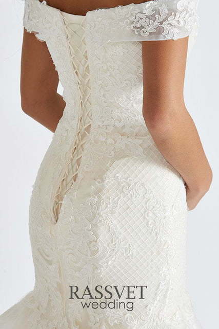 Свадебное платье Селеста. Силуэт Рыбка. Цвет Белый / Молочный. Вид 6
