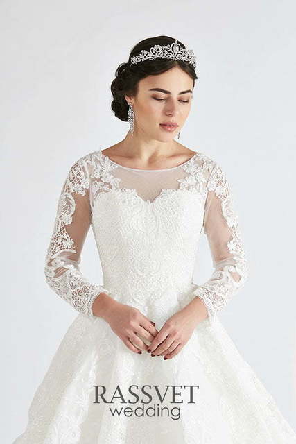 Свадебное платье Береслава. Силуэт Пышное, А-силуэт. Цвет Белый / Молочный. Вид 3