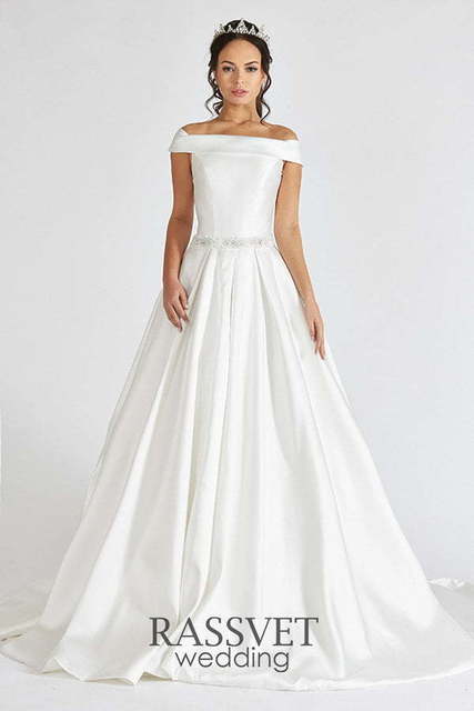 Свадебное платье Теслин. Силуэт А-силуэт. Цвет Белый / Молочный. Вид 1