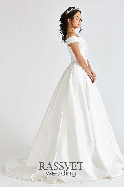 Свадебное платье Теслин. Силуэт А-силуэт. Цвет Белый / Молочный. Вид 3