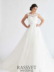 Свадебное платье Шанталь 1. Силуэт А-силуэт. Цвет Белый / Молочный. Вид 1